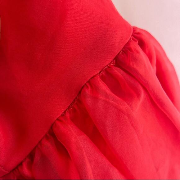Vintage 80s Red Puffy Ruffle Dress Organza USA Union Made Small - Picture 12 of 14
